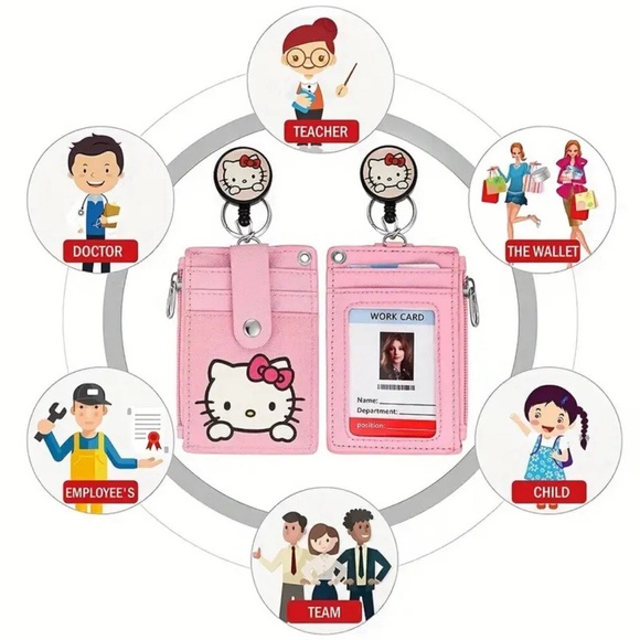 Sanrio Hello Kitty ID Badge Holder with Retractable Button and Lanyard NWT - Picture 4 of 6